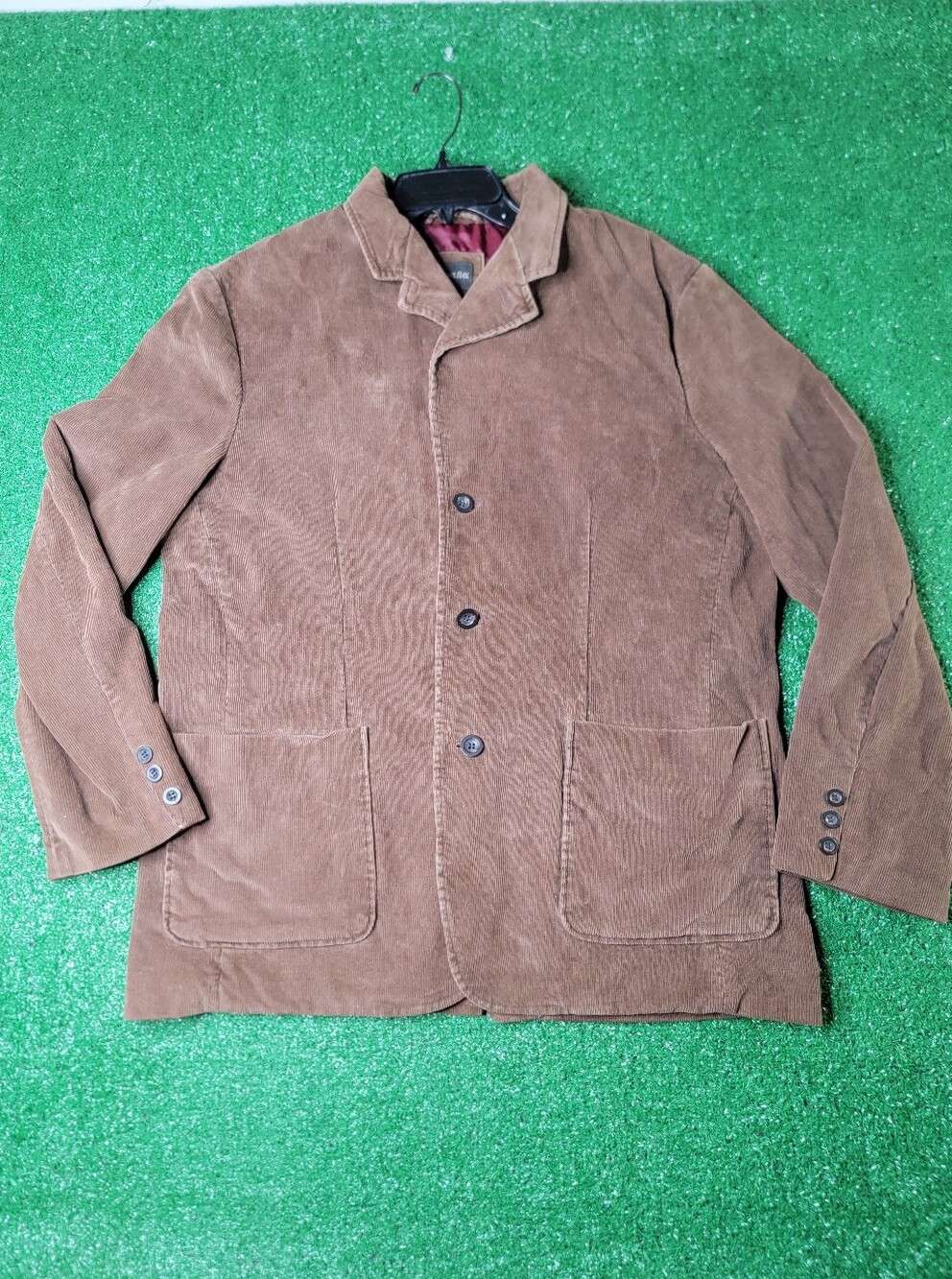 Johns Bay Men's 3 Button Brown Corduroy Blazer Size Large Pockets  Casual